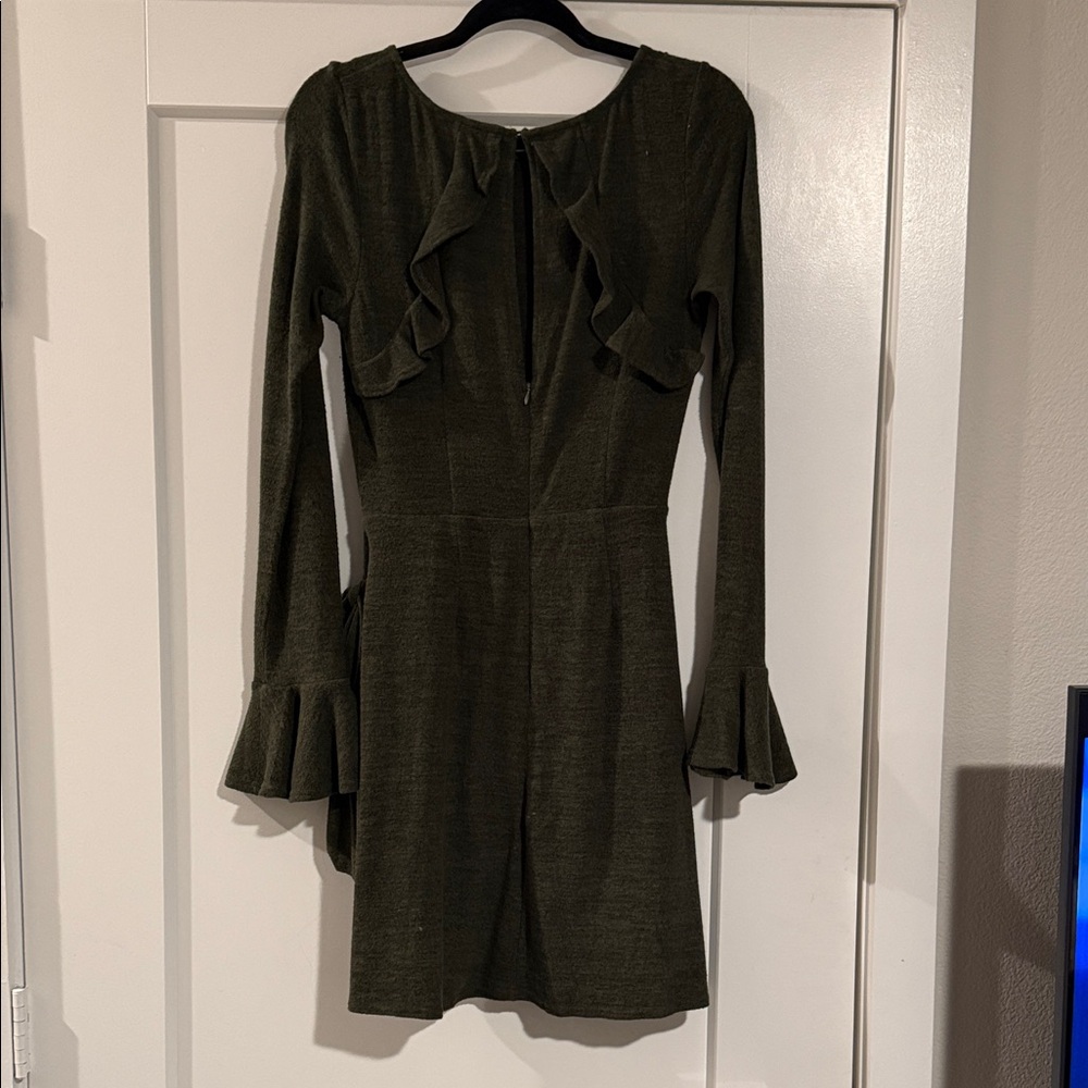 Lulu's Dark Green Long Sleeve Dress - Picture 5 of 6
